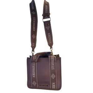 Steve Madden Mauve Pink Mini Tote Bag Crossbody Strap Logo Tape